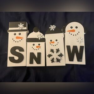 Snowman Wooden Decor Blocks